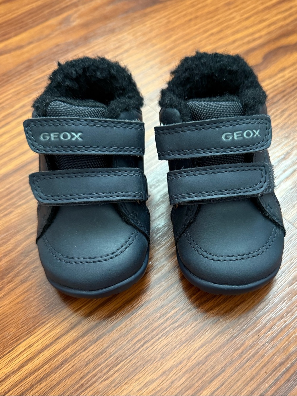 NWOB Geox Kids Black Fleece-Lined Double Strap Boots